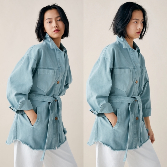 belted denim jacket zara